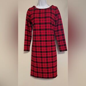 TALBOTS red & black plaid dress, size PS